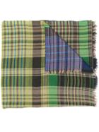Etro Frayed-hem Plaid Scarf - Blue