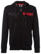Plein Sport Logo Print Zipped Hoodie, Men's, Size: Large, Black