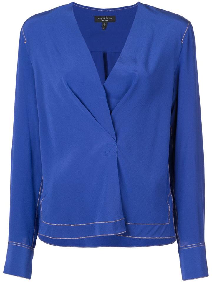 Rag & Bone V-neck Blouse - Blue