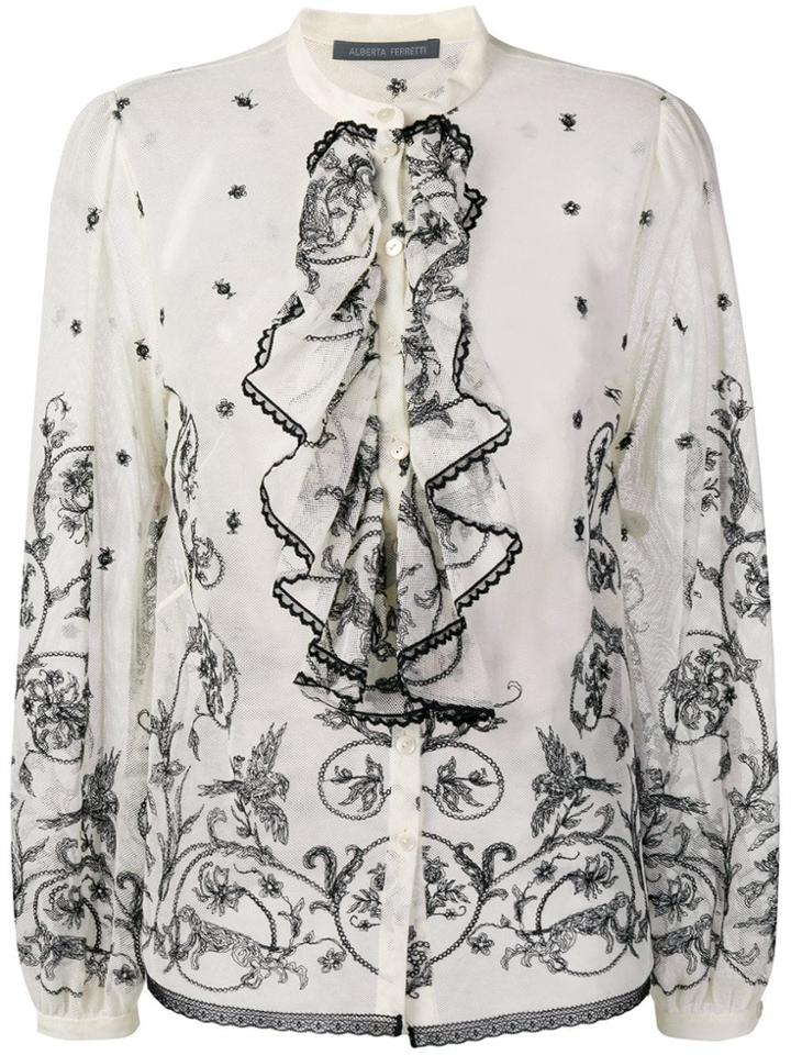 Alberta Ferretti Victorian Ruffle Blouse - White