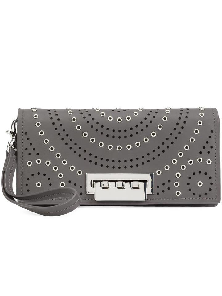 Zac Zac Posen Embellished Perforated Clutch, Women's, Grey