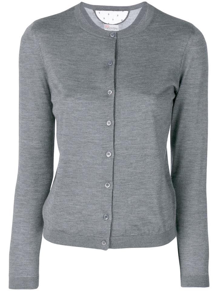Red Valentino - Classic Cardigan - Women - Silk/polyamide/cashmere - L, Grey, Silk/polyamide/cashmere