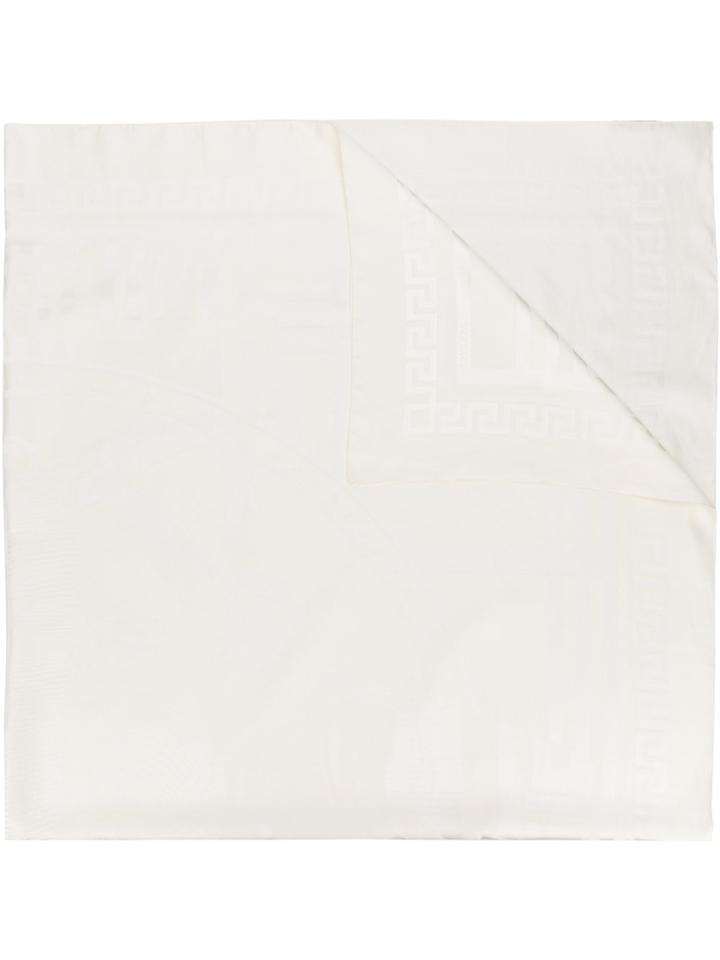 Versace Greek Key Motif Scarf - White