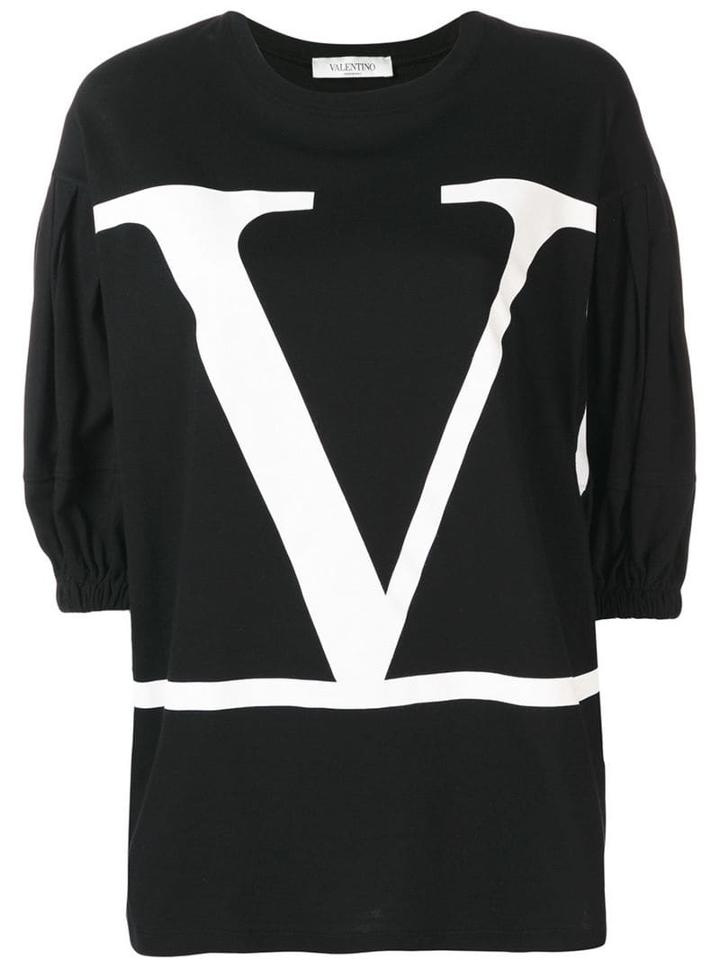 Valentino Vlogo Print Top - Black