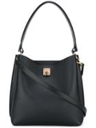 Mcm Flip Lock Shoulder Bag, Women's, Black, Leather/alcantara