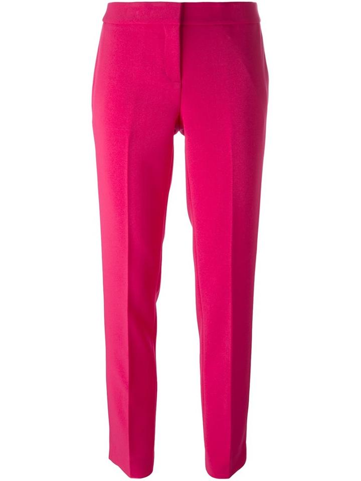 Michael Michael Kors Slim Fit Trousers, Women's, Size: 2, Pink/purple, Polyester/spandex/elastane