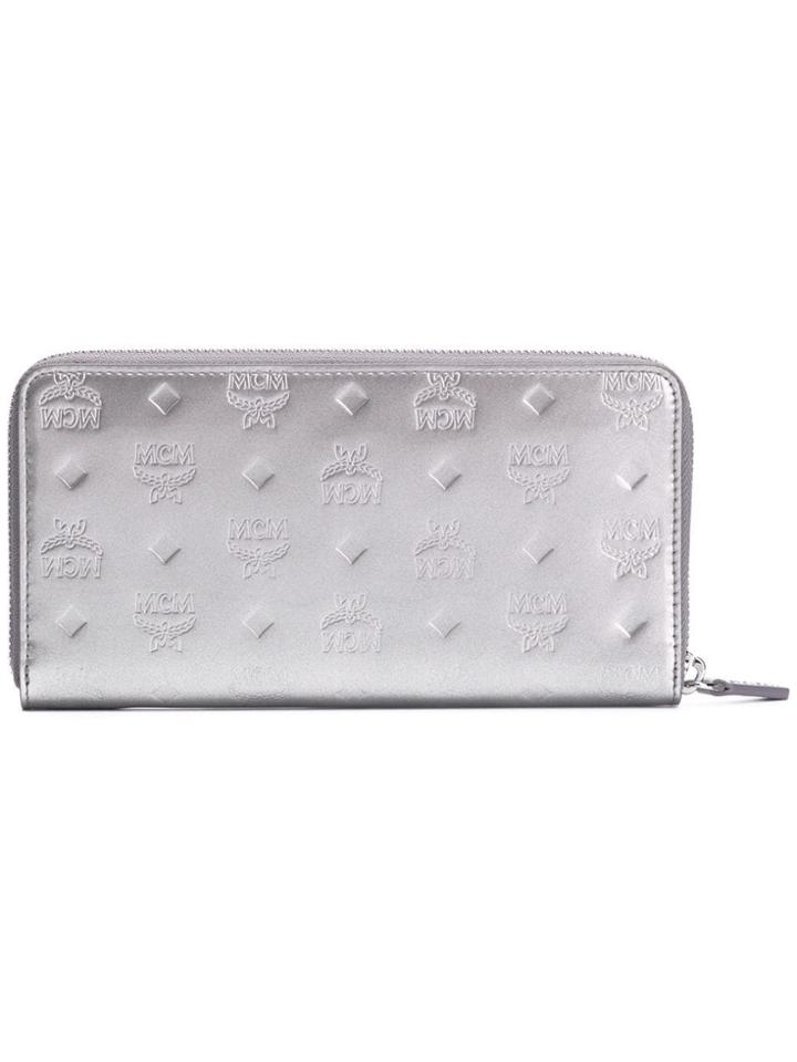 Mcm Zip Around Wallet - Silver