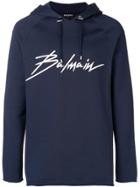 Balmain Signature Logo Hoodie - Blue