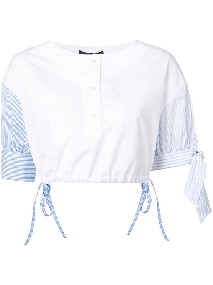 Alexander Wang Henley Cropped Shirt, Women's, Size: Small, White, Cotton