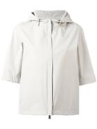 Herno Shortsleeved Hooded Jacket, Women's, Size: 40, Nude/neutrals, Polyester/fluorofibra