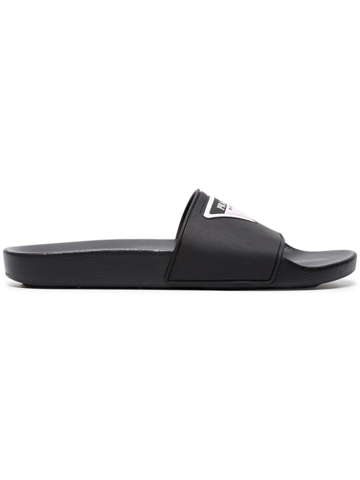 Prada Black Logo Rubber Pool Slides
