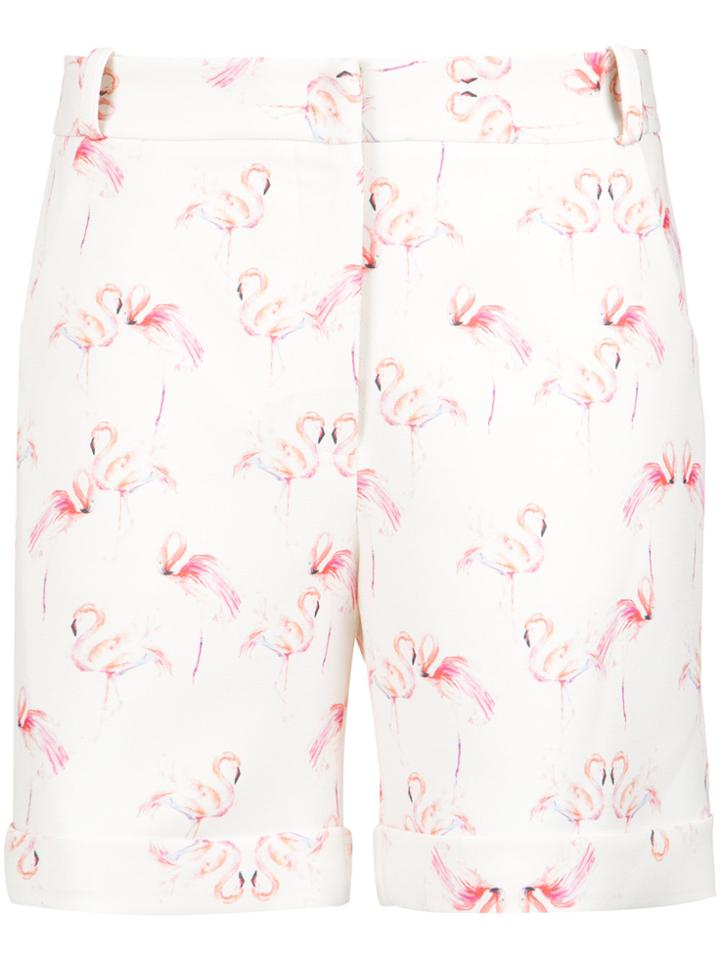 Olympiah Flamingo Print Tailored Shorts - White