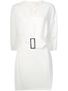 Sara Battaglia Belted Dress - White