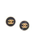 Chanel Vintage Round Stone Cc Earrings - Gold