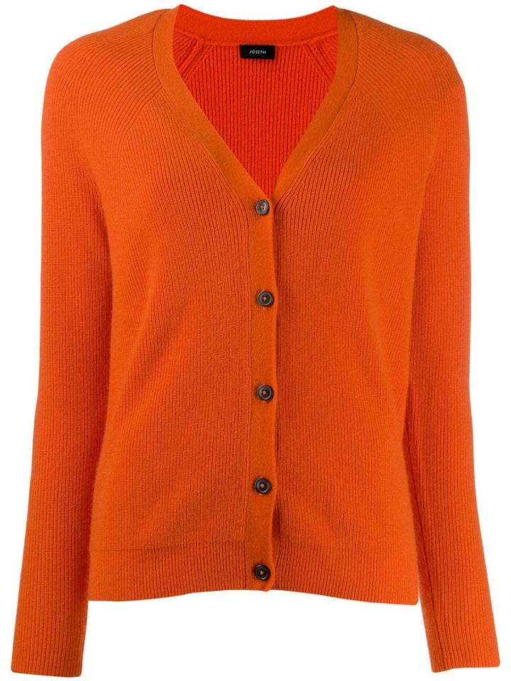 Joseph Ribbed Knit V-neck Cardigan - Orange