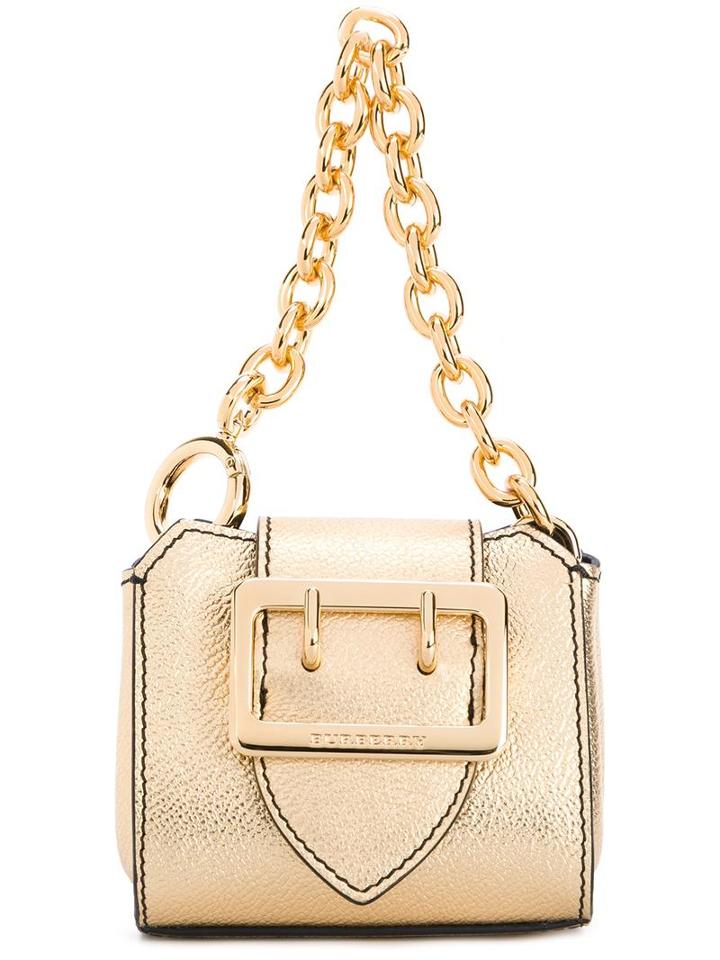 Burberry Mini Buckled Clutch, Women's, Grey, Calf Leather/polyester