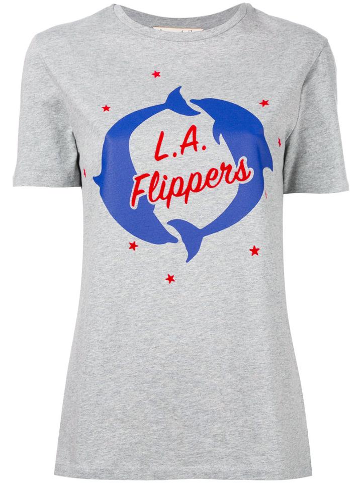 Être Cécile - Dolphins Print T-shirt - Women - Cotton - L, Women's, Grey, Cotton