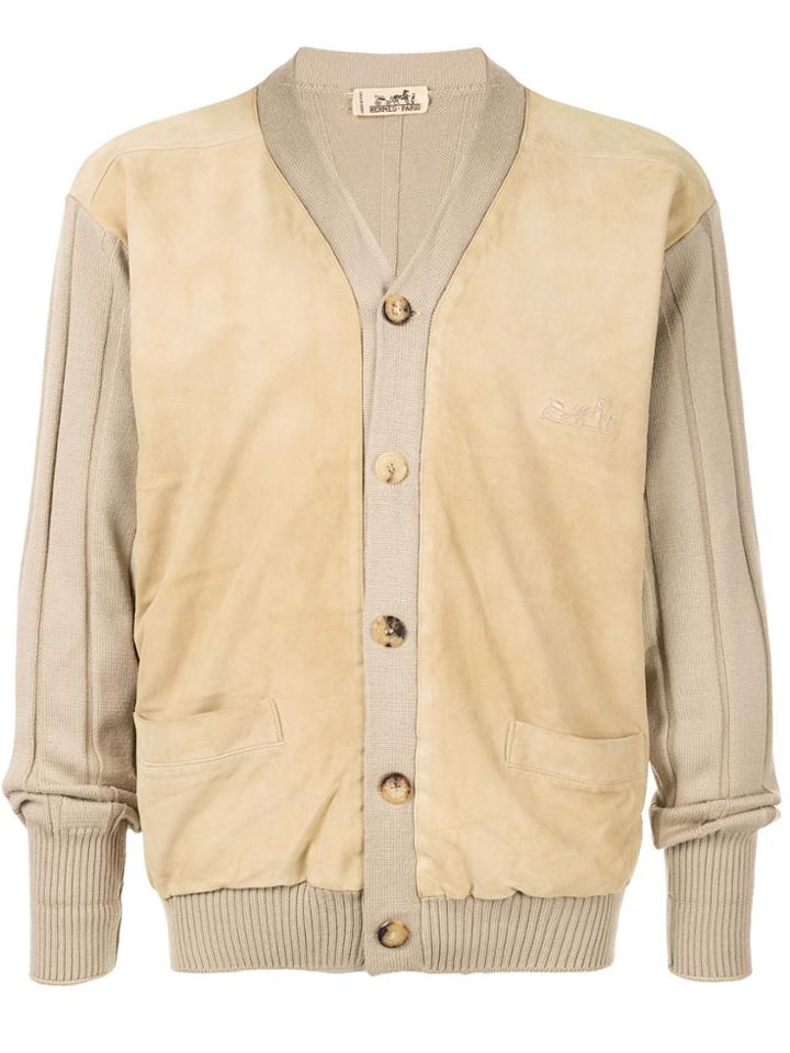 Hermès Pre-owned Embroidered Logo Cardigan - Brown