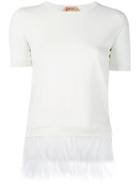 No21 - Feather Detail Knit Top - Women - Cotton - 38, White, Cotton