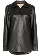 Matériel Faux Leather Lace-up Top - Black