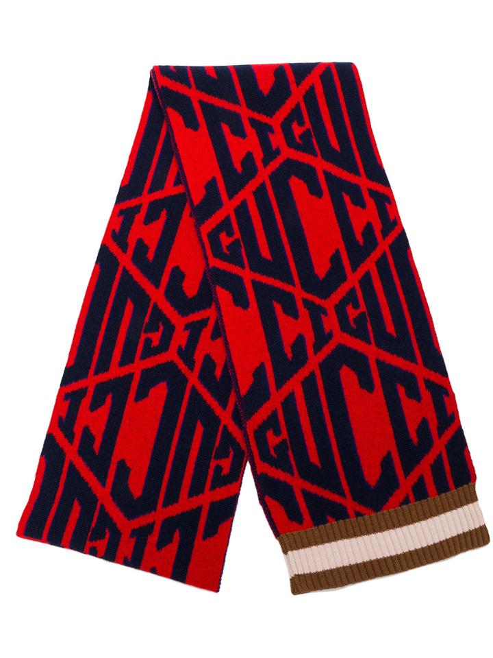 Gucci Logo Printed Scarf - Red