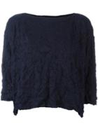 Issey Miyake Cauliflower Cropped T-shirt, Women's, Blue, Polyester