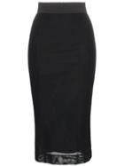 Dolce & Gabbana High Waisted Mesh Pencil Skirt - Black