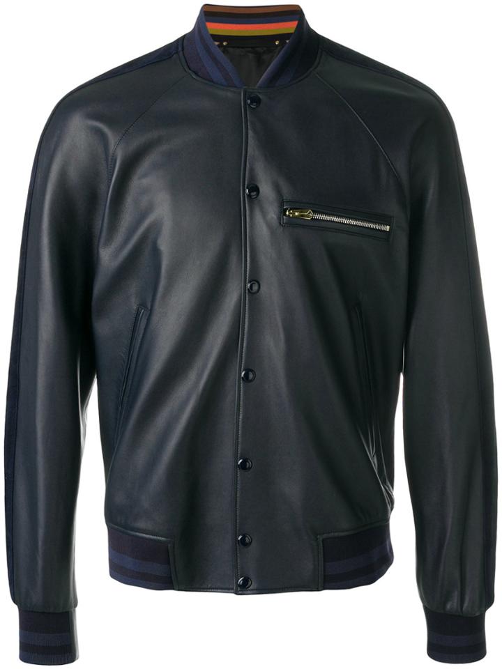 Paul Smith Button Bomber Jacket - Blue