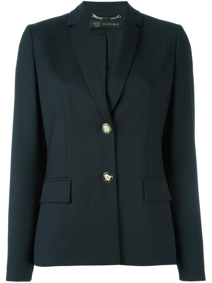 Versace Classic Blazer, Women's, Size: 40, Black, Spandex/elastane/rayon/wool