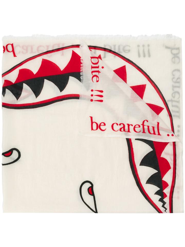 Faliero Sarti Embroidered Dragon Scarf - White