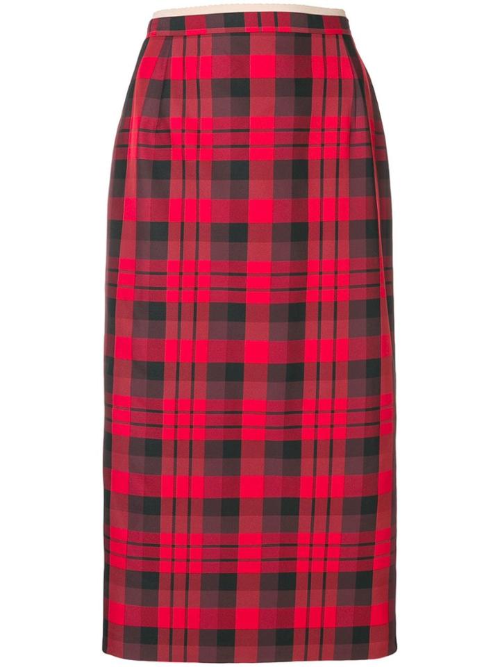 No21 Tartan Pencil Skirt - Red