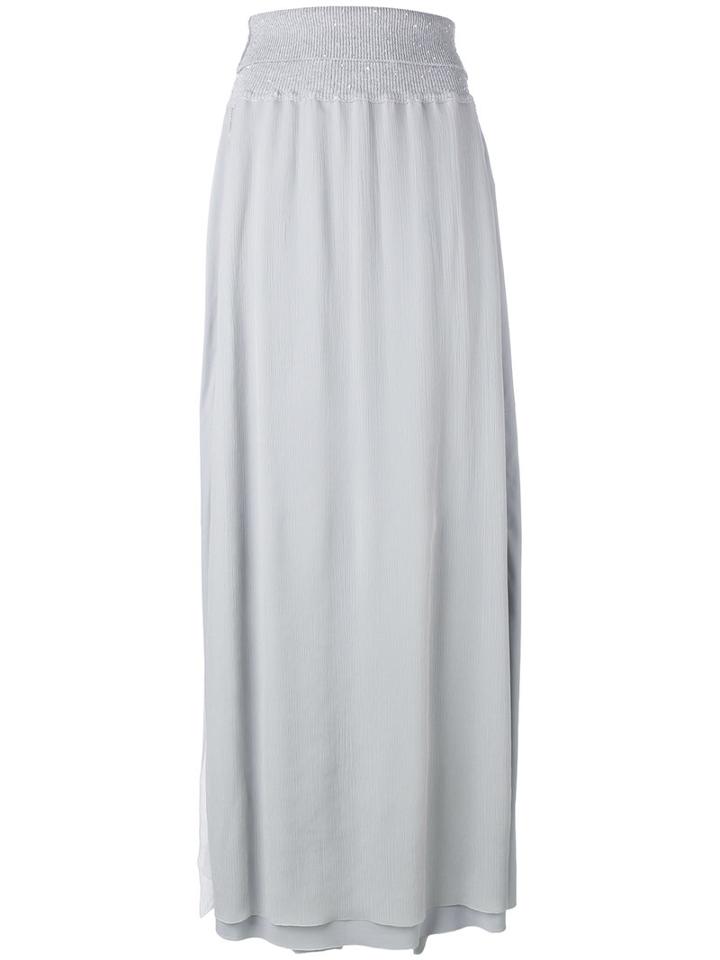 Lorena Antoniazzi Straight Maxi Skirt, Women's, Size: 44, Grey, Silk/cotton/spandex/elastane/polyester