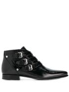 Givenchy Cracked Leather Pointed Toe Ankle Boots - Black