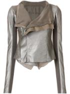 Rick Owens Metallic Leather Jacket - Grey