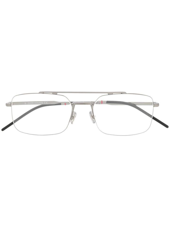 Dior Eyewear Silver Square Glasses - Metallic