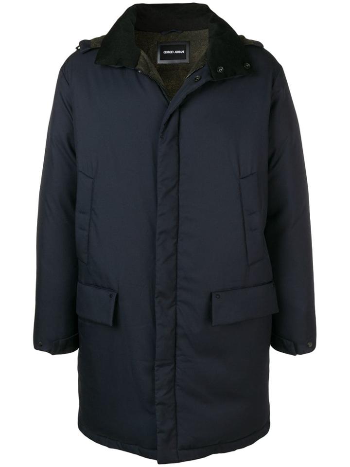 Giorgio Armani Hooded Padded Coat - Blue