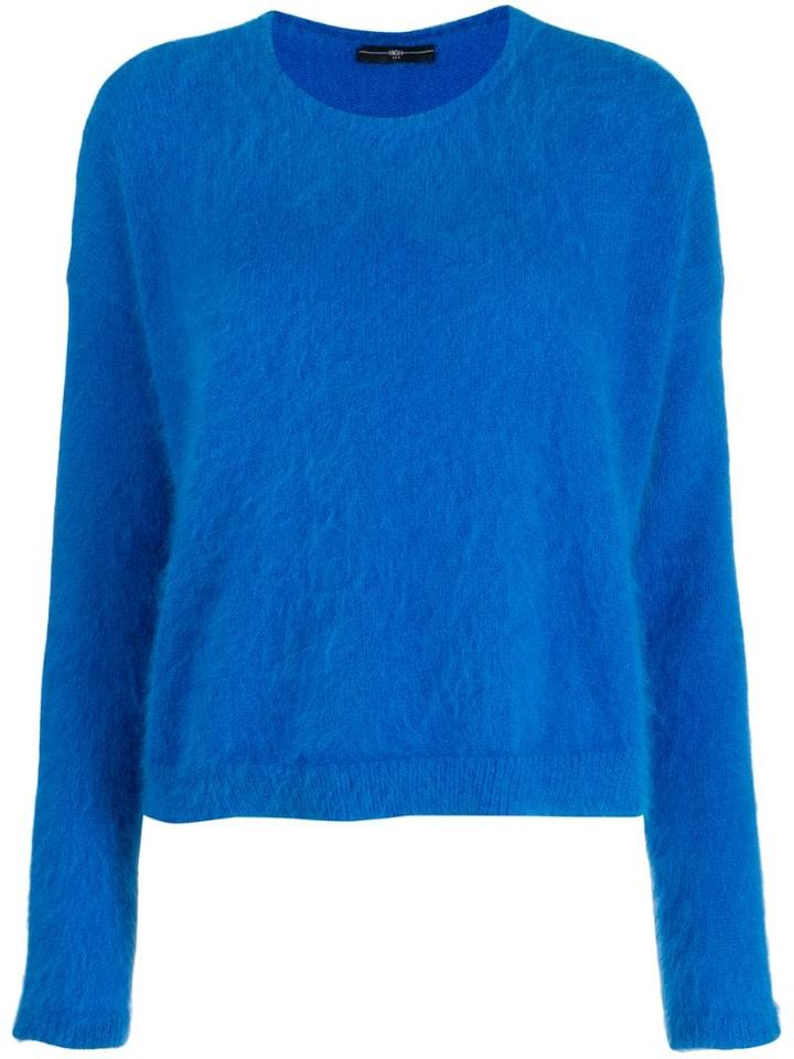High By Claire Campbell Fuzzy Sweatshirt - Blue