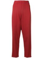 Raquel Allegra Cropped High Waisted Trousers - Red
