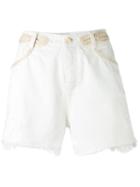 Ermanno Scervino - Distressed Denim Shorts - Women - Cotton/polyester - 42, White, Cotton/polyester