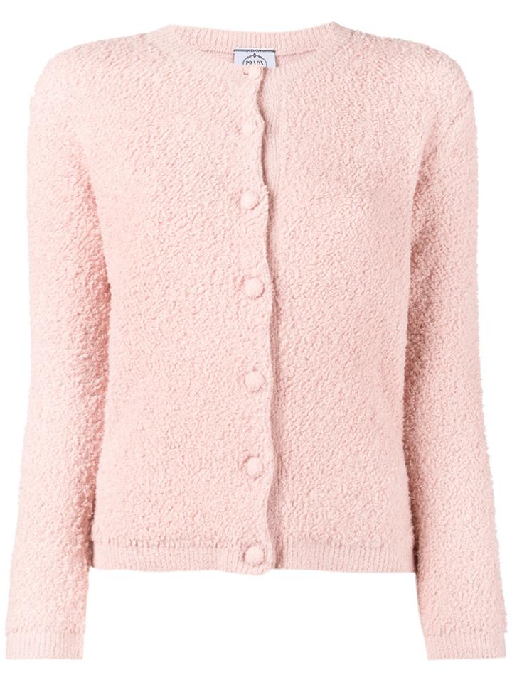 Prada Cropped Button Up Cardigan - Pink & Purple