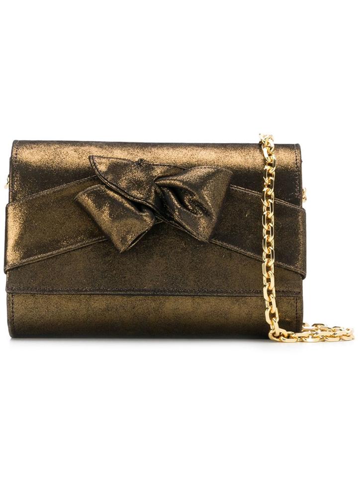 Casadei Metallic Bow Clutch Bag