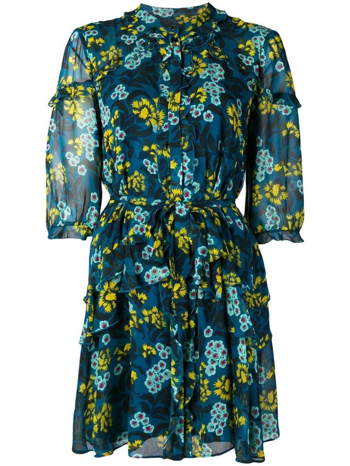 Saloni Floral Short Dress - Blue