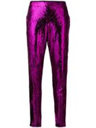 Laneus Skinny Sequinned Trousers - Pink & Purple