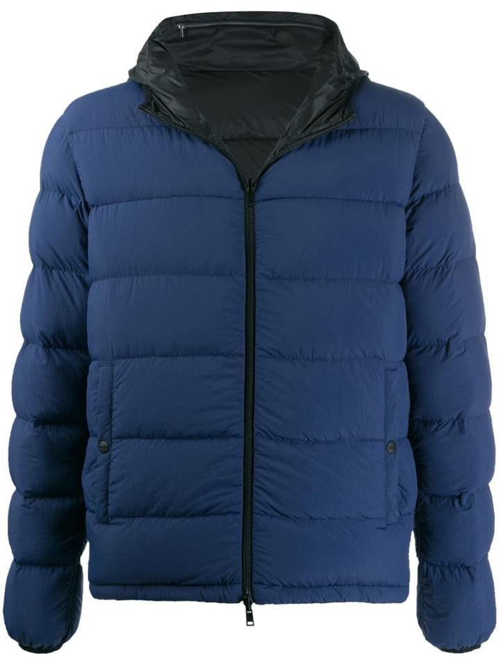 Herno Hooded Zipped Padded Jacket - Blue