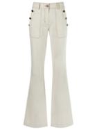 Talie Nk Flared Trousers, Women's, Size: 42, White, Viscose/cotton/spandex/elastane