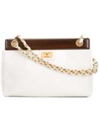 Chanel Vintage Wooden Chain Shoulder Bag - White