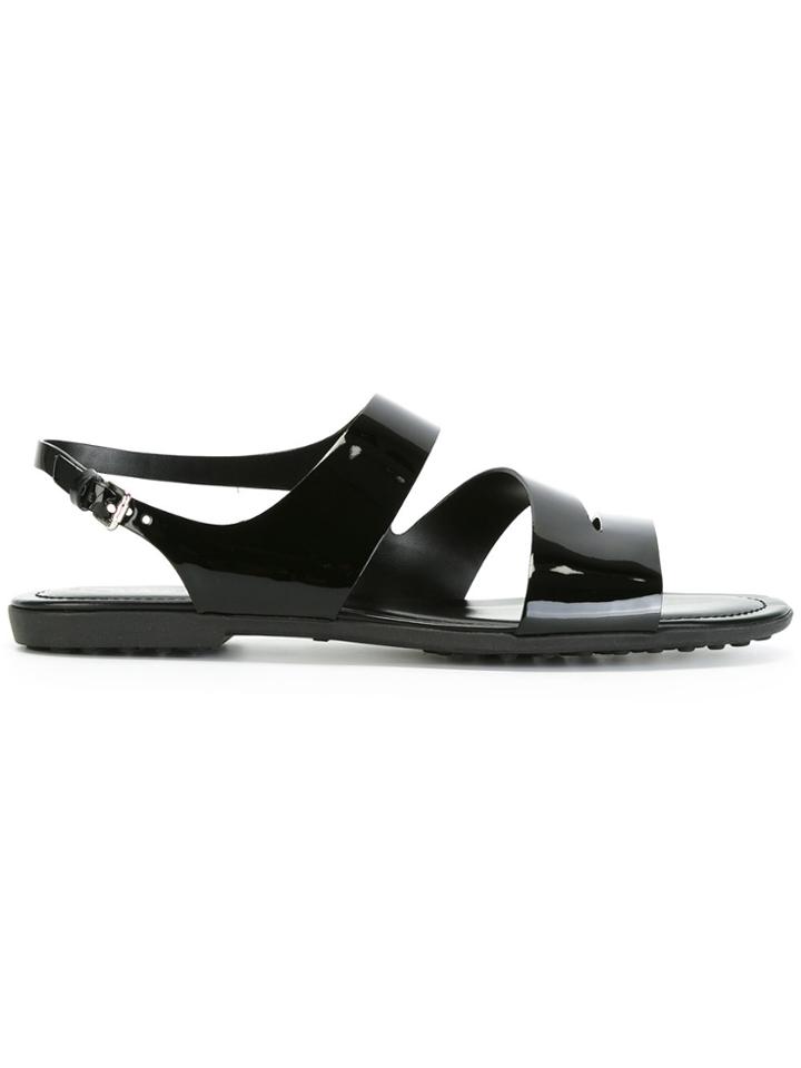 Tod's Varnished Flat Sandals - Black
