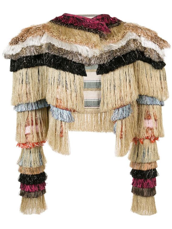 Vivienne Westwood Anglomania Metallic Fringed Cropped Jacket