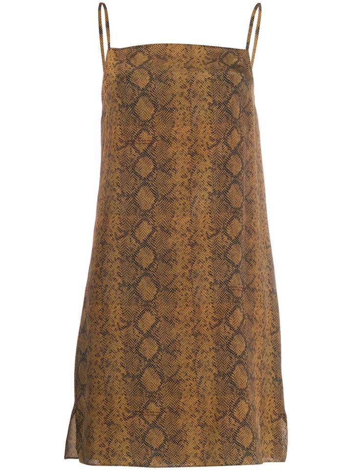 Rokh Spaghetti Strap Snake Dress - Neutrals