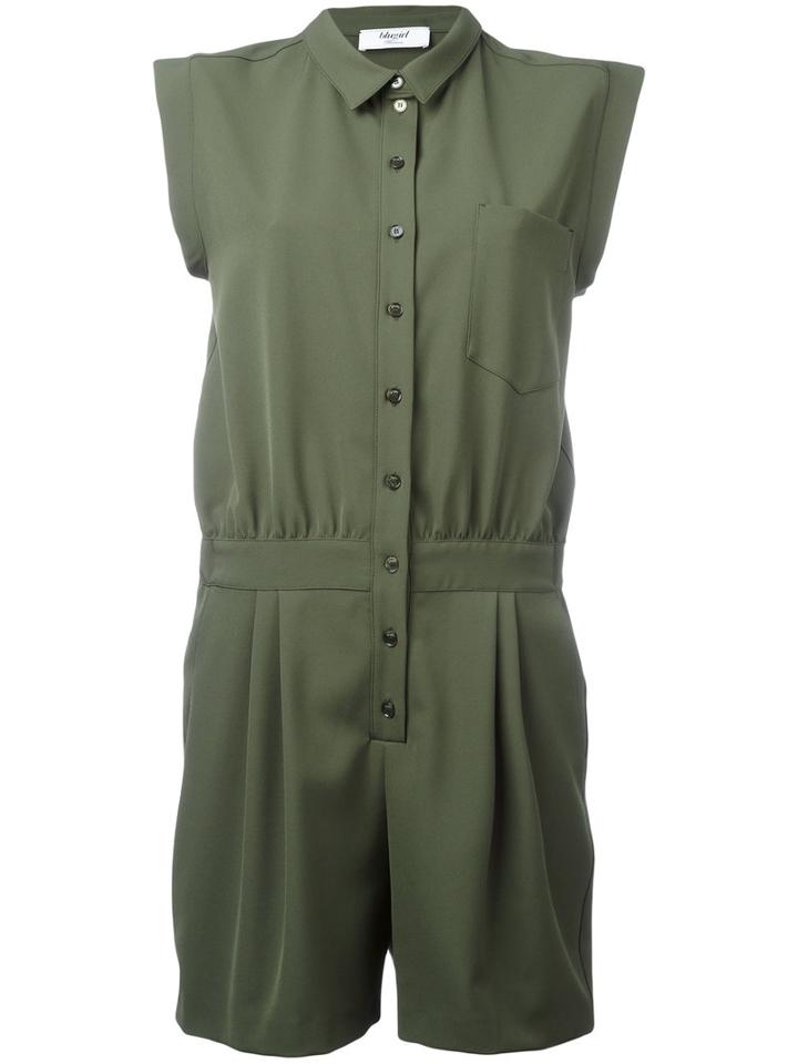 Blugirl Shirt Playsuit, Women's, Size: 44, Green, Polyester/spandex/elastane